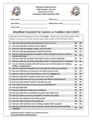 Modified Checklist for Autism in Toddlers (M